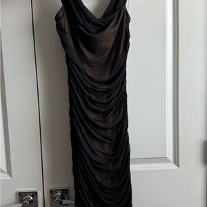 Fashion Nova Black Backless Draped Dress